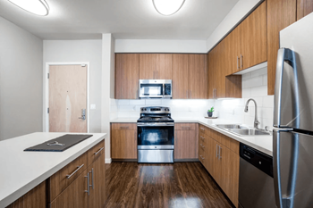 Gourmet kitchens featuring two designer color scheme options with stainless steel appliances